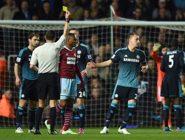 Chelsea games with the most yellow cards West Ham United Vs Chelsea 2015 