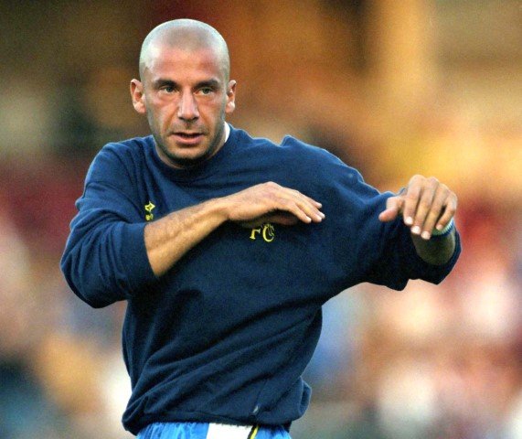 Gianluca Vialli retired as player-manager at Chelsea